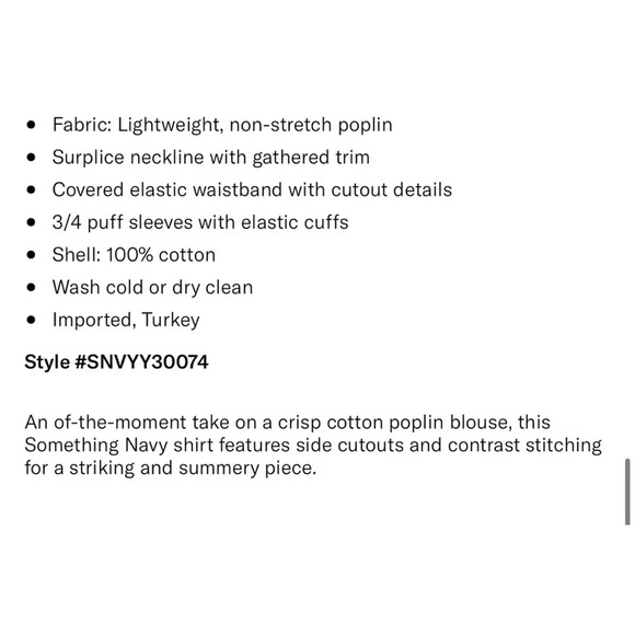 NWT Something Navy Wrap Top with Cut Outs in White Size Small Arielle Charnas - Picture 9 of 10